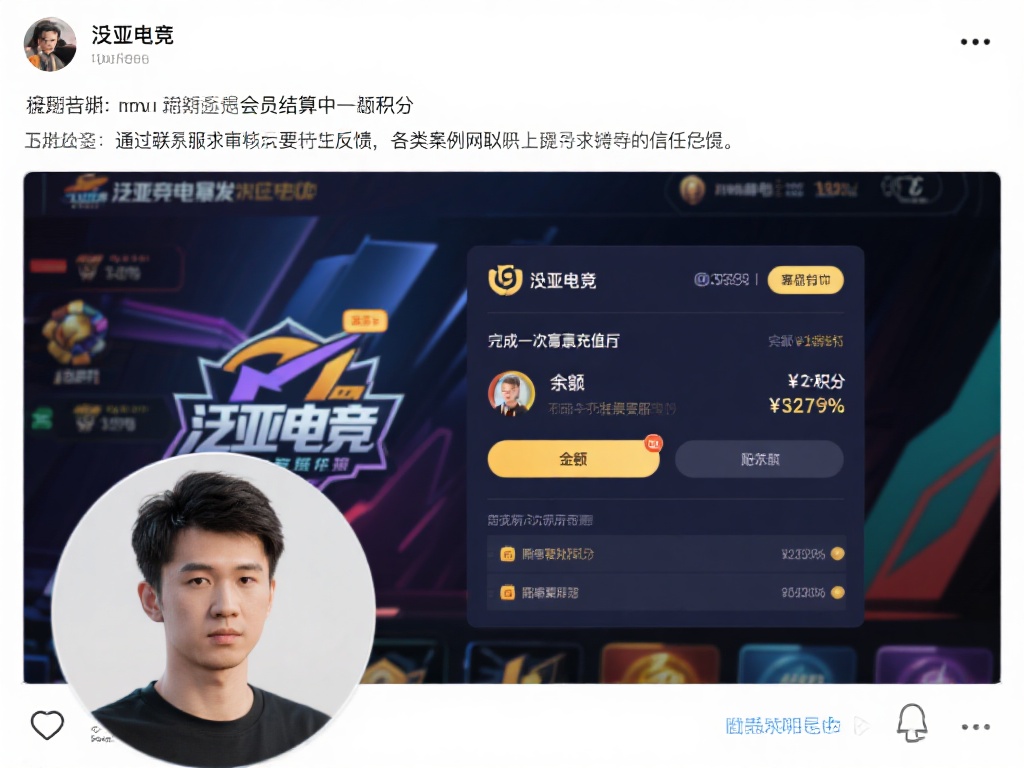 一位泛亚电竞玩家在社交媒体上发帖称，他近期在会员结